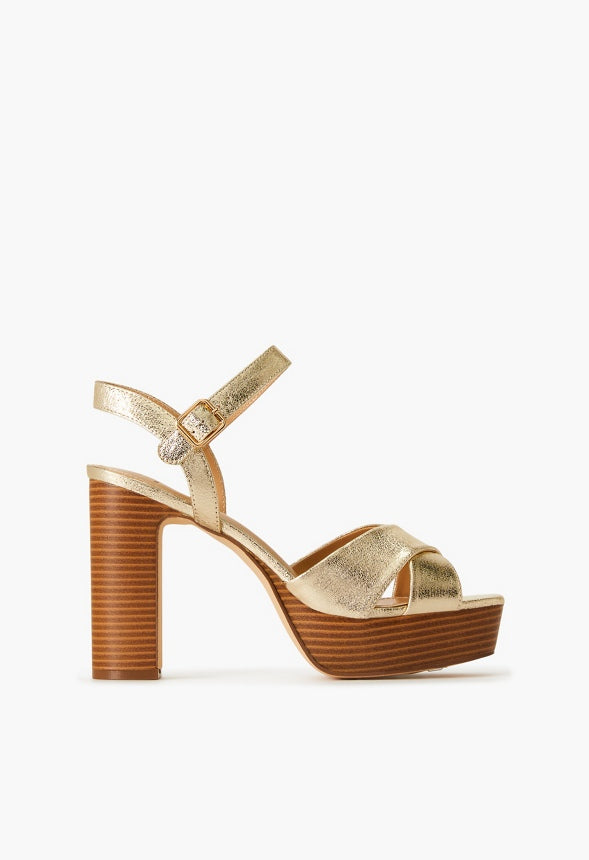 TINA CROSSOVER PLATFORM SANDAL Gold