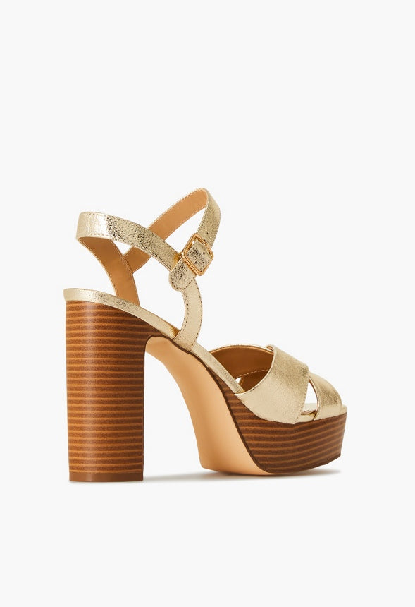 TINA CROSSOVER PLATFORM SANDAL Gold