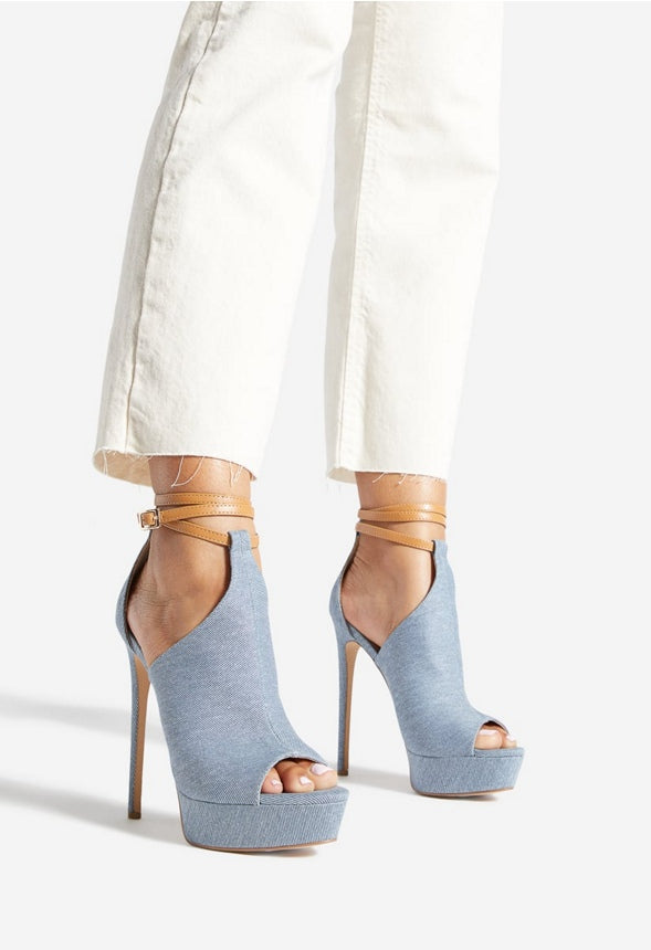 MAZIE HEELED SANDAL Light Denim