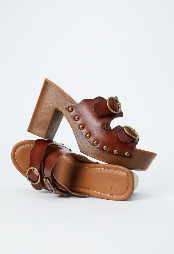 Billie Studded Platform Sandal Leather Brown