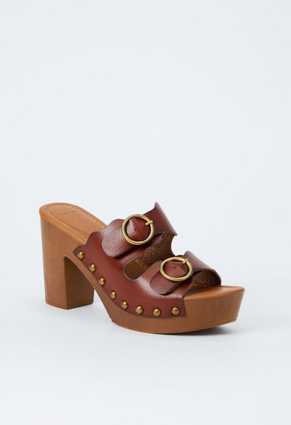Billie Studded Platform Sandal Leather Brown