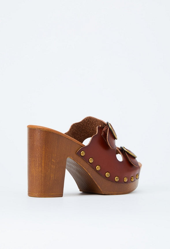 Billie Studded Platform Sandal Leather Brown