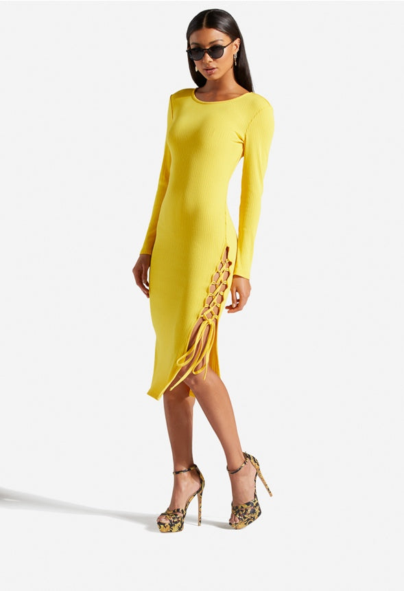 LACING UP MIDI DRESS Freesia