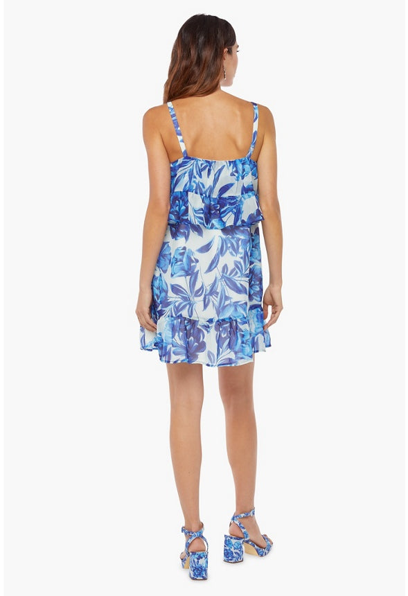 Ruffle Shift Dress Turkish Sea Floral