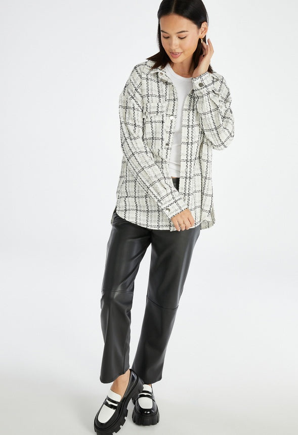 Tweed Shacket Black Caviar/Marshmallow White