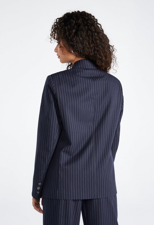 Oversized Pinstripe Blazer Navy Stripe