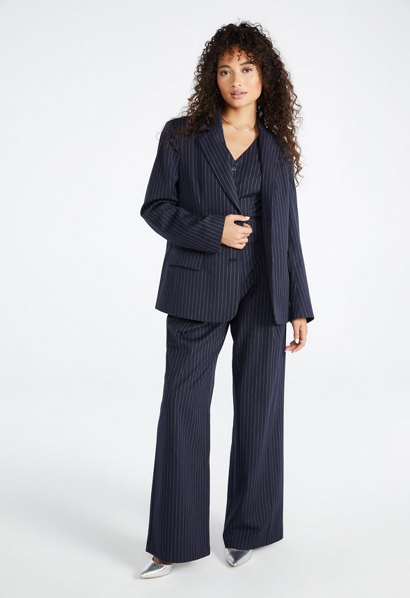 Oversized Pinstripe Blazer Navy Stripe