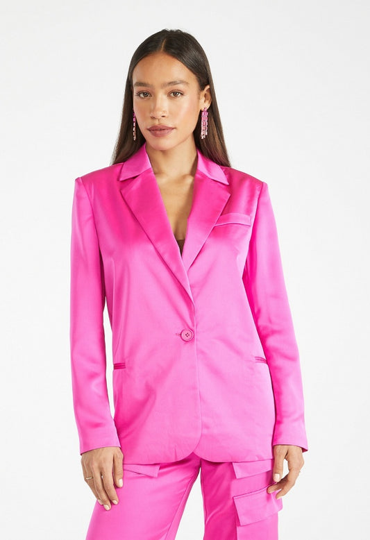 Oversized Satin Blazer Pink