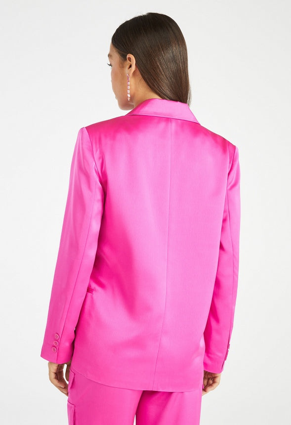 Oversized Satin Blazer Pink