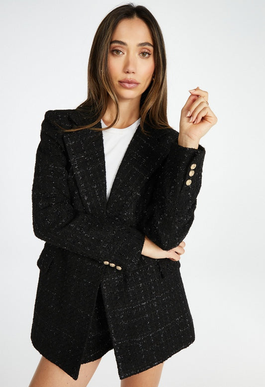 Tweed Luxe Blazer Black Caviar Tweed