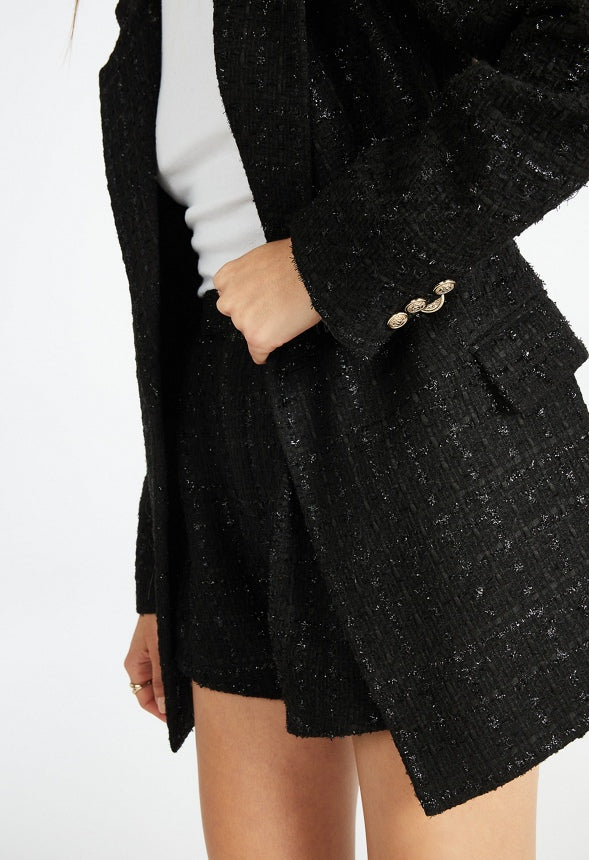 Tweed Luxe Blazer Black Caviar Tweed