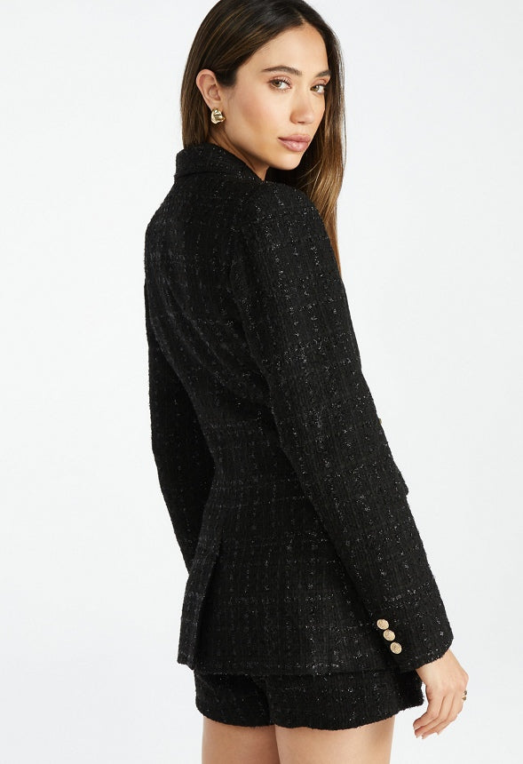 Tweed Luxe Blazer Black Caviar Tweed