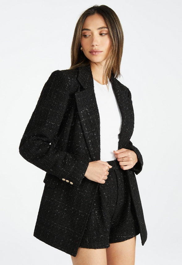 Tweed Luxe Blazer Black Caviar Tweed