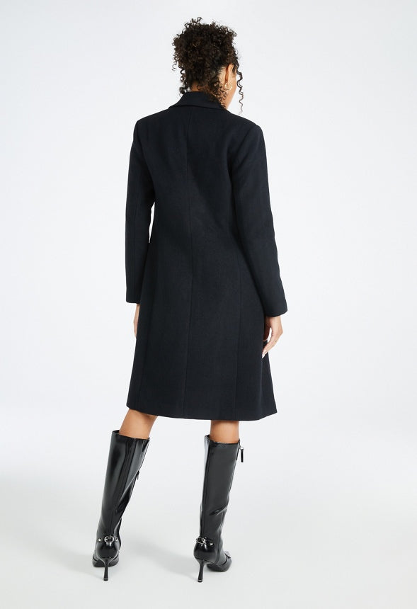 Double Breasted Military Coat Black Caviar