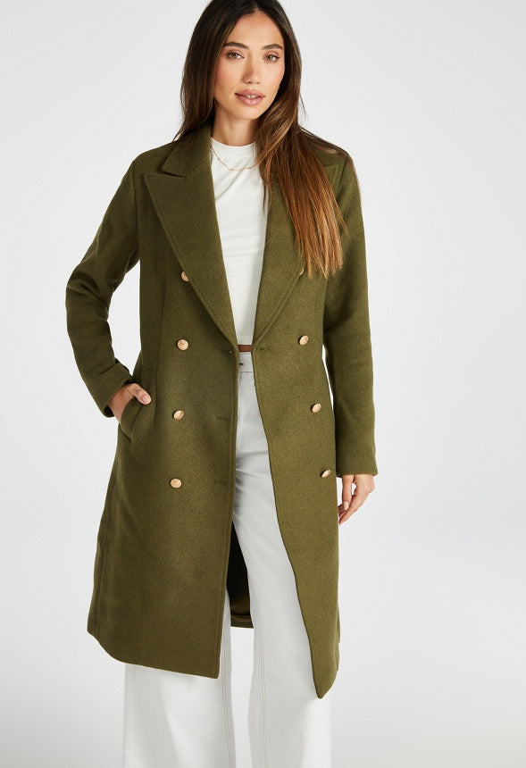 Double Breasted Military Coat Ivy Green