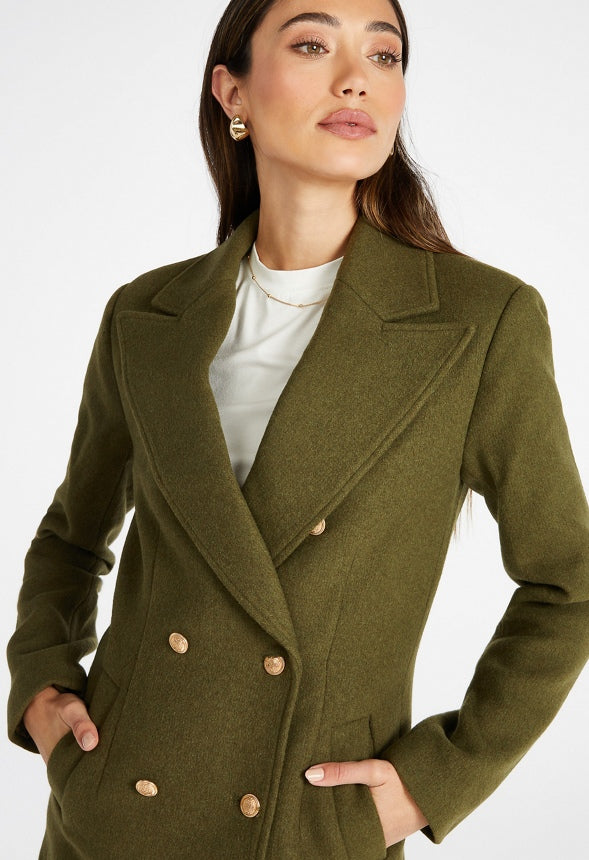 Double Breasted Military Coat Ivy Green