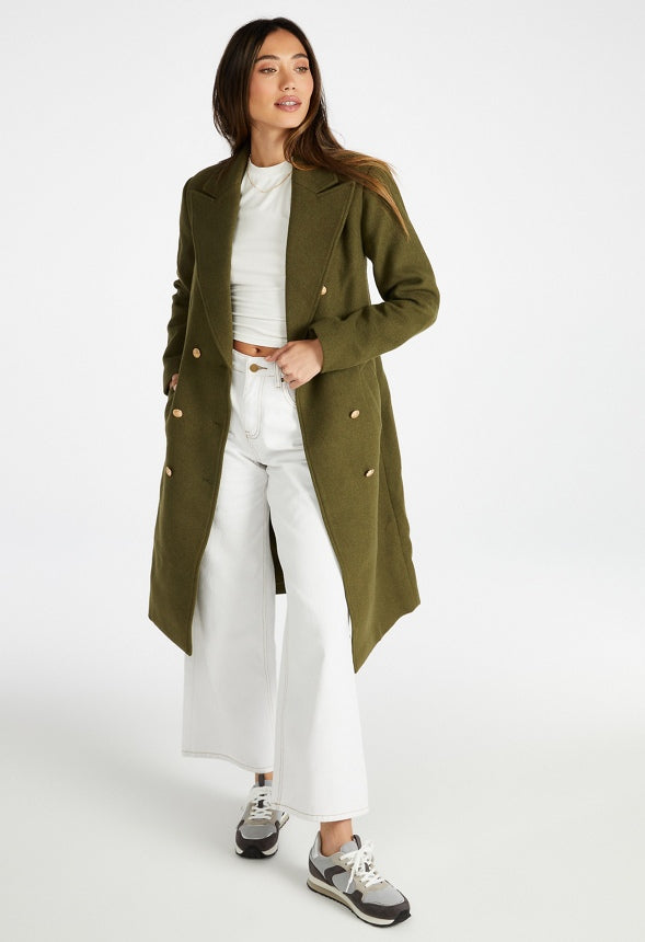 Double Breasted Military Coat Ivy Green