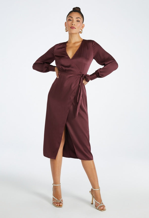 Charmeuse Midi Wrap Dress Port Royale