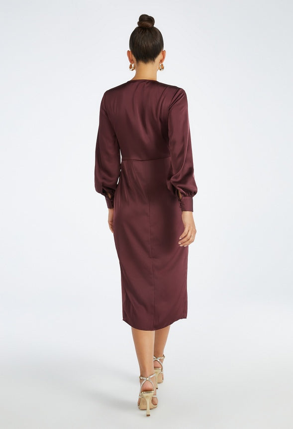 Charmeuse Midi Wrap Dress Port Royale