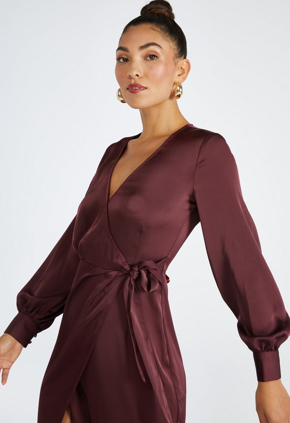 Charmeuse Midi Wrap Dress Port Royale