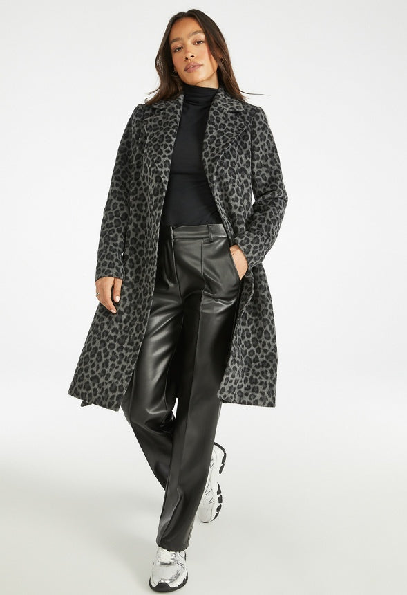 Leopard Long Coat Grey Leopard