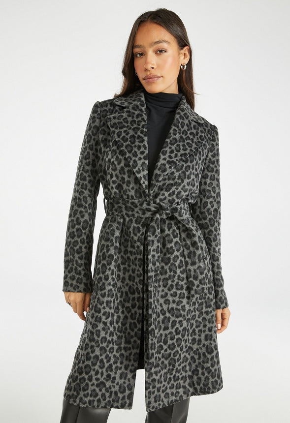Leopard Long Coat Grey Leopard