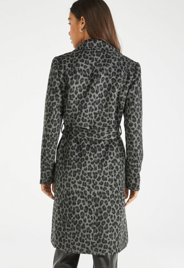 Leopard Long Coat Grey Leopard