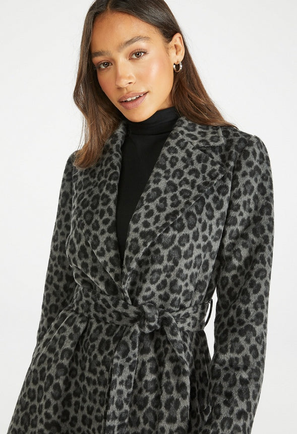 Leopard Long Coat Grey Leopard