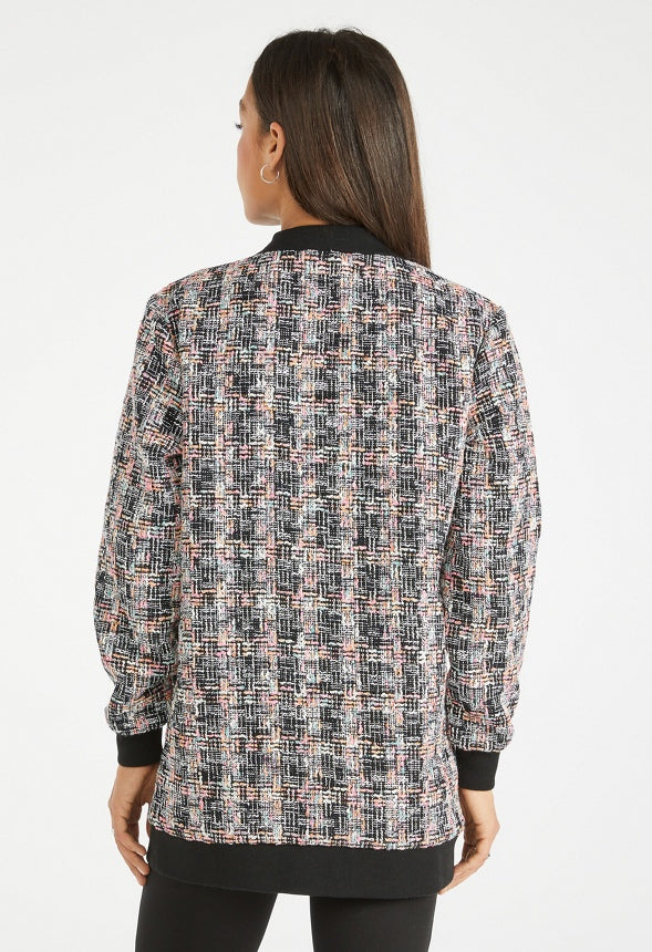 Tweed Cardigan Jacket Black Caviar Multi