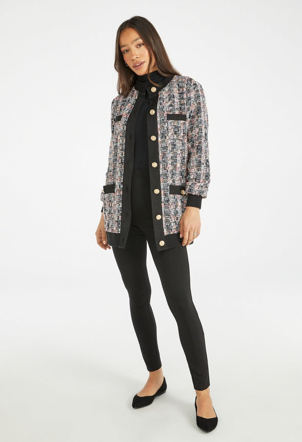 Tweed Cardigan Jacket Black Caviar Multi