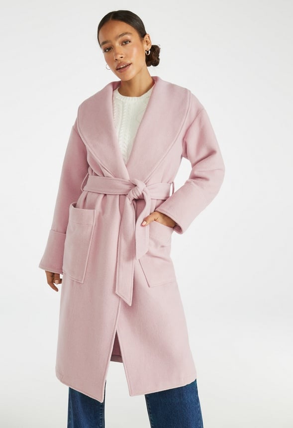 Shawl Collar Wool Coat Violet Ice