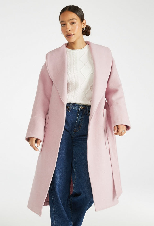 Shawl Collar Wool Coat Violet Ice