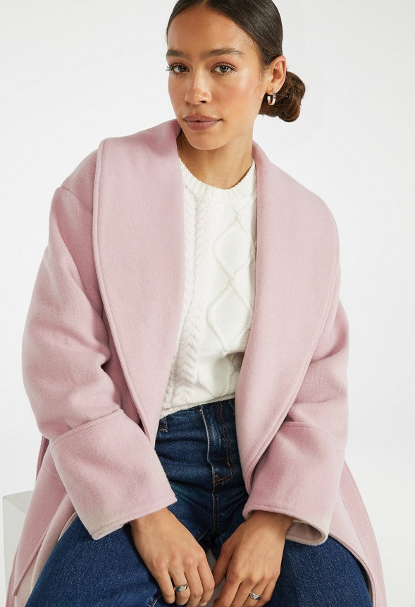 Shawl Collar Wool Coat Violet Ice