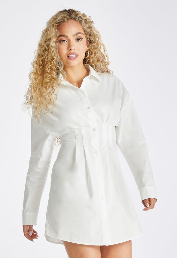 Corset Shirt Dress Bright White