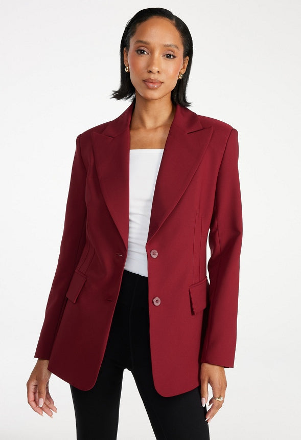 Tailored City Blazer Cabernet Red