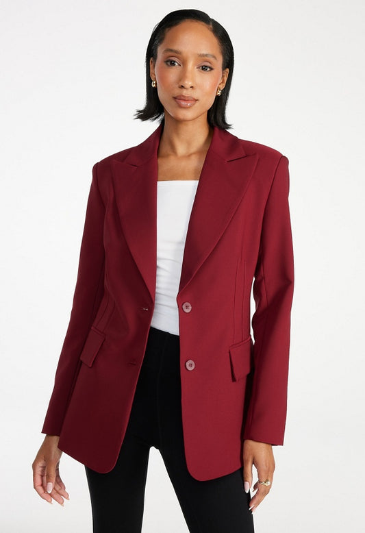 Tailored City Blazer Cabernet Red