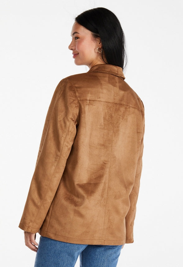 Faux Suede Jacket Brown