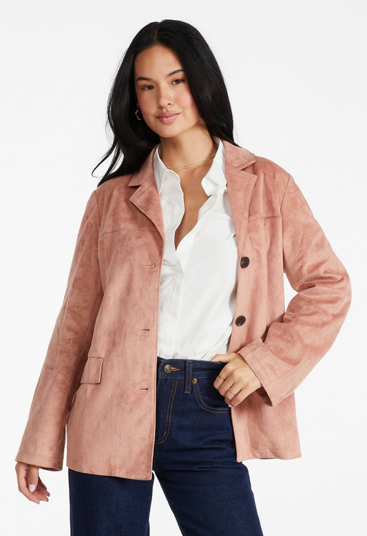 Faux Suede Jacket Pink