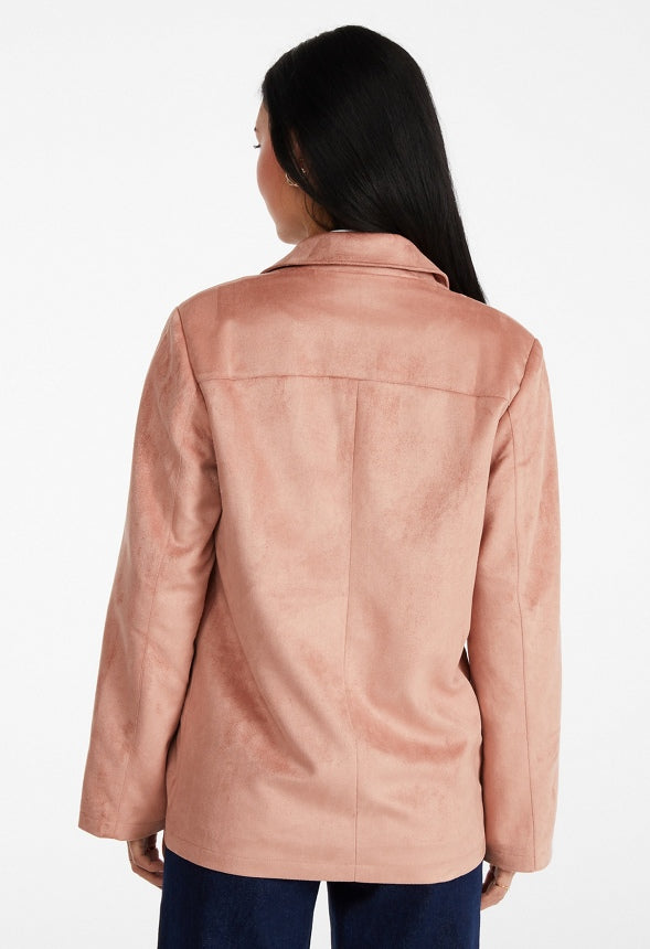 Faux Suede Jacket Pink