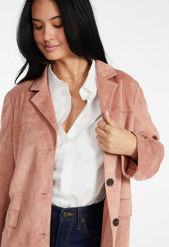 Faux Suede Jacket Pink