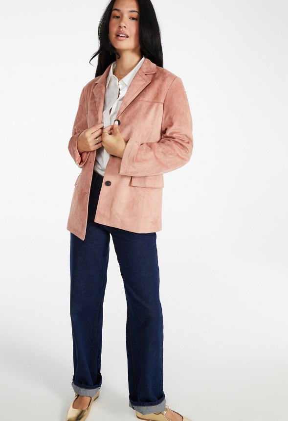 Faux Suede Jacket Pink
