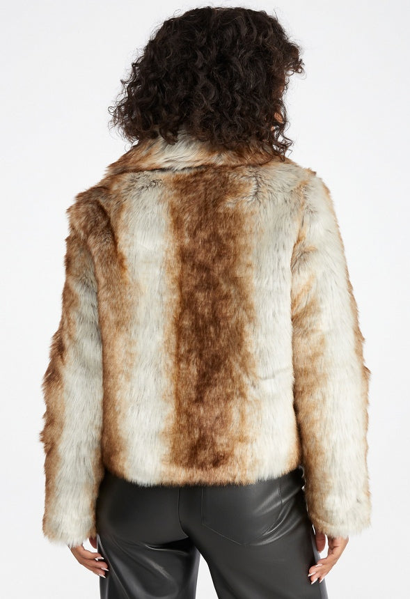 Luxe Faux Fur Coat Natural Multi Fur
