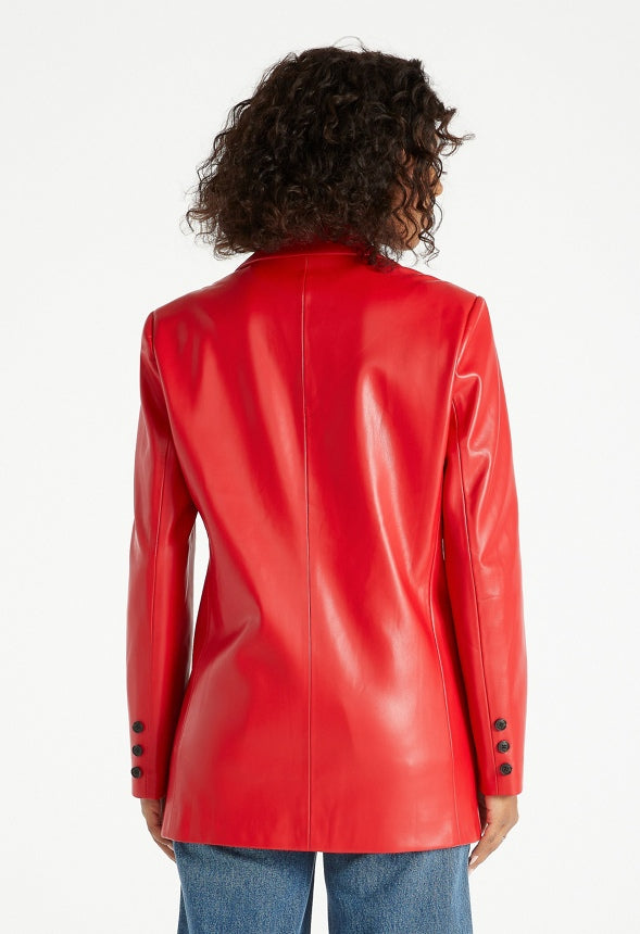 Faux Leather Blazer Salsa Red