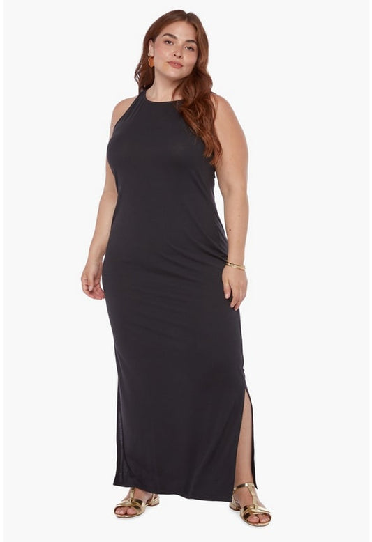 Plus Size Reversible Low Back Tank Maxi Dress Caviar
