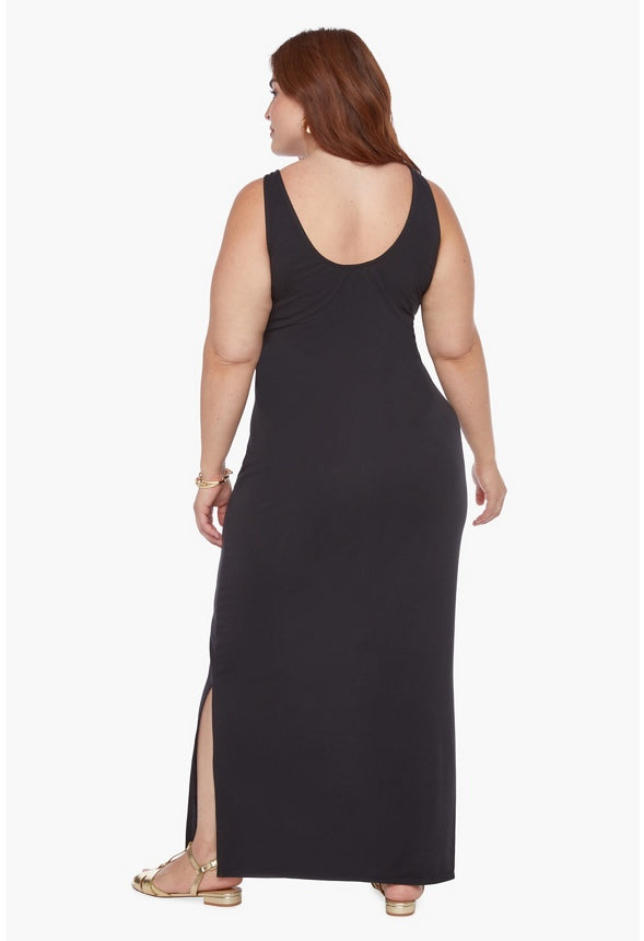 Plus Size Reversible Low Back Tank Maxi Dress Caviar