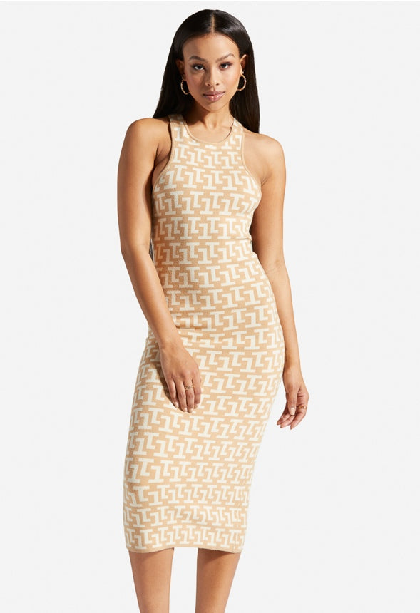 HALTER MIDI SWEATER DRESS Pattern Multi