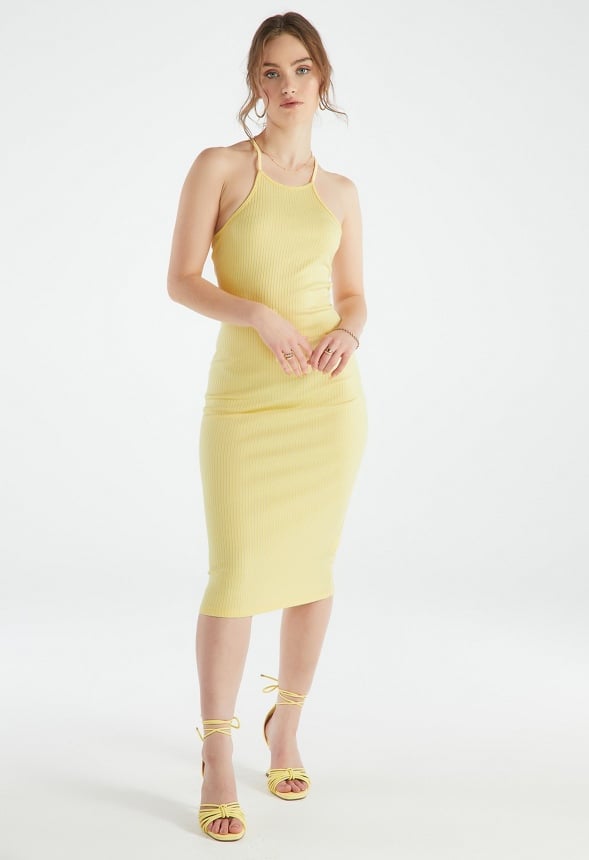 HALTER MIDI DRESS Pale Banana