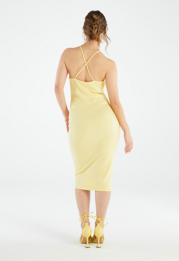 HALTER MIDI DRESS Pale Banana