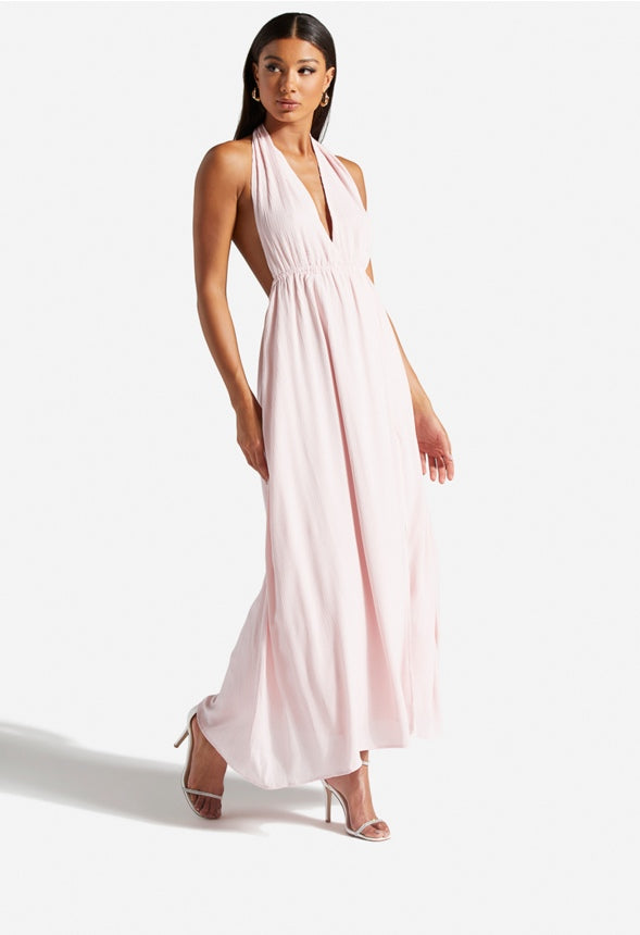 HALTER NECK MAXI DRESS Chalk Pink