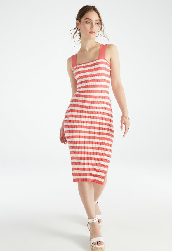 SWEATER MIDI DRESS Calypso Coral/Marshmallow